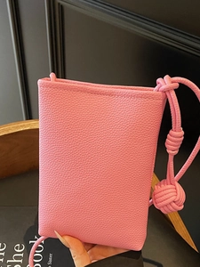 Damen Litschikorn PU Leder Mini Umhängetasche Geknoteter Riemen Einfarbig Crossbody Handytasche Eimer Umhängetasche