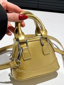 Mini Patent PU Leather Shell Crossbody Bag For Women Shiny Solid Color Small Shoulder Bag With Adjustable Strap Fashion Handbag