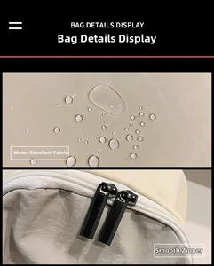 Water-resistant fabric detail with metal zippers on lightweight hiking backpack