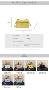 Detailed chart showing crocodile pattern mini handbag dimensions and available color options