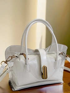 Women Fashion Transparent PVC Bucket Bag With Inner Pouch Clear Jelly Tote Shoulder Bag Crossbody Handbag With Golden Hardware