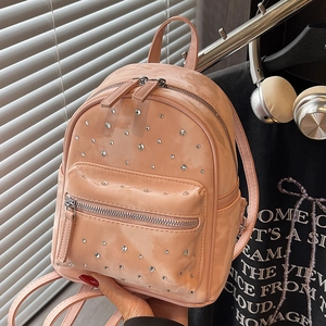 Mini Sac à Dos en Cuir PU pour Femme avec Strass Sac à Bandoulière Casual Voyage pour École Travail Quotidien