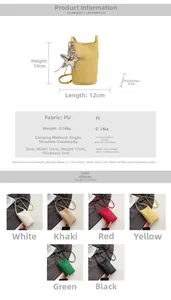 Detailed dimension guide for mini PU crossbody bucket bag showing 12x19x5 cm size