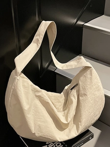 Korean Minimalist Pleated Tote Bag For Women Large Capacity Polyester Shoulder Bag Casual Travel Commuter Hobo Handbag