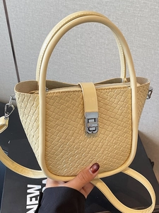 Sac Seau Tissé pour Femmes en Cuir PU Urbain Simple Surpiqûres Sac à Main Sac à Bandoulière Polyvalent pour Femmes Mode Été