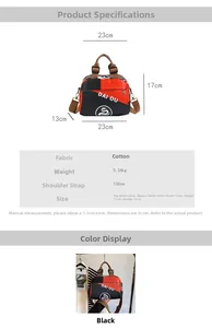 Spécifications de taille pour le sac bandoulière imperméable au design rouge et noir