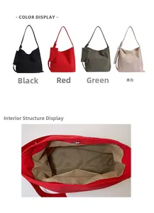 Detailed view of spacious inner lining and interior structure of the half-moon tote bag