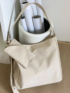 Borsa a Tracolla da Donna in Tela di Grande Capacità Stile Coreano Borsa Hobo Minimalista Con Mini Pochette Rimovibile