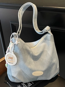Bolso Tote de Gran Capacidad para Mujer Cuero PU Textura Geométrica Bolso de Hombro Urbano Simple Handbag Con Colgante
