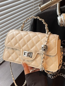 Modern Quilted Chain Shoulder Bag For Women PU Leather Diamond Lattice Crossbody Bag Square Flap Underarm Bag For Daily Styling