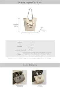 Detailed size specifications and side-by-side comparison of large canvas tote bag variants