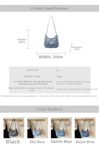 Spécifications de taille détaillées et options de couleur pour le sac hobo avec broderie papillon
