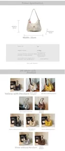 Detailed size specifications and color comparison of the large capacity PU hobo tote bag