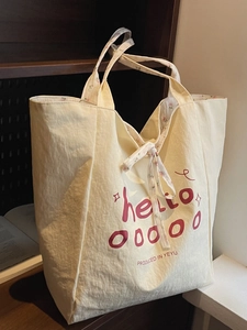 Grand Sac Fourre-Tout en Toile à Fleurs Pour Femmes Style Japonais Avec Nœud et Lettrage Sac à Épaule Quotidien