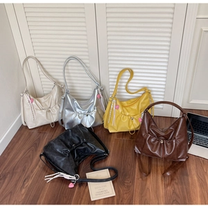 Detailed collection of Hobo bags in cream, silver, yellow, black, and brown PU leather