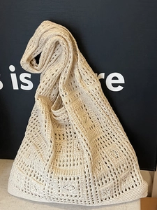 Summer Crochet Woven Tote Bag For Women Hollow Out Knit Beach Shoulder Bag Large Capacity Solid Color Casual Travel Handbag