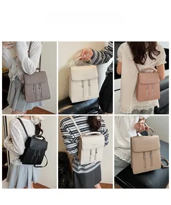 Vue détaillée du sac à dos en similicuir grande capacité disponible en cinq couleurs