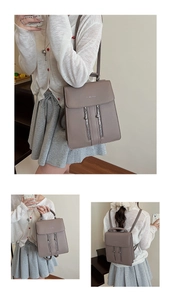 Sac à dos taupe minimaliste avec zips verticaux et multiples options de portage