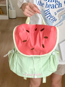 Cute macaron watermelon fruit backpack made of lightweight waterproof nylon for women