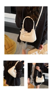 Dettaglio borsa in pelle crema con fiocchi di perle e finiture in pizzo delicato