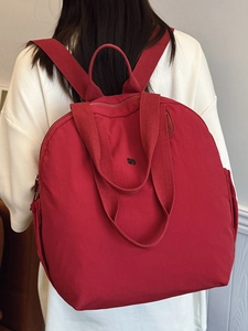 Ultralight red puff backpack for women with metal logo for commute and travel