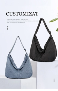 Details zu dunkelblauen und hellblauen Denim-Hobo-Taschen mit verstellbarem Riemen
