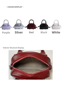 Detail view of the mini Boston bag interior with black and white striped lining and zip closure