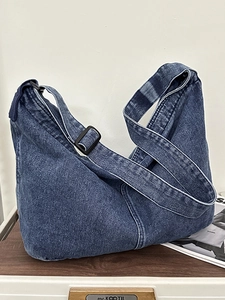 Große Kapazität Denim Umhängetasche Für Damen Herren Vintage Gewaschene Hobo Tasche Retro Streetwear Verstellbarer Gurt Lässige Schultertasche