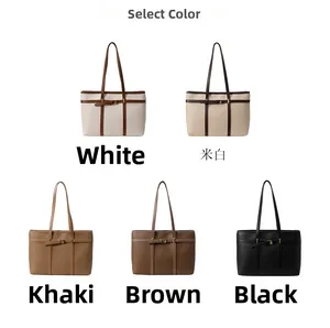 Selection of five minimalist bucket bags in white, off-white, khaki, brown, and black