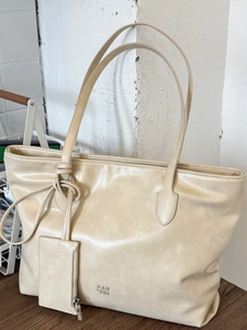 Women Large Capacity PU Leather Tote Bag With Matching Small Pouch Casual Simple Solid Color Shoulder Bag Commuting Handbag