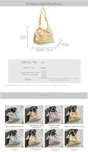 Detailed dimension chart for large capacity plaid crossbody bag with plush charm