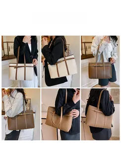 Detailed macro view showing three-color tote bag options with premium leather texture
