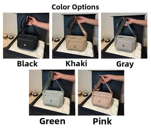 Five colors of waterproof nylon crossbody bags displayed in gift boxes for women
