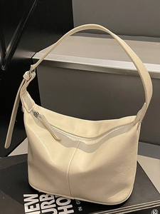 Sac Sous le Bras Épaule en Cuir PU Niche Française Minimaliste Mode Couleur Unie Navette Sac à Main pour Femmes Hobo à Fermeture Éclair