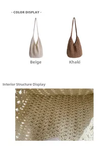 Détail du sac bandoulière en maille ajourée montrant la texture et les couleurs