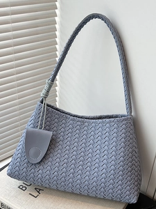 Niche Hand Woven PU Leather Underarm Bag Fashion Casual Single Shoulder Bag Large Capacity Solid Color Tote Bag For Women