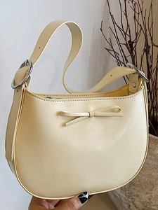 Sac Sous le Bras Femme en Cuir PU Design Nœud Minimaliste Sac à Épaule Demi-Lune Petit Sac à Main Carré Fourre-tout Décontracté
