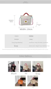 Guida alle taglie dettagliata e opzioni colore per la borsa a secchiello kawaii