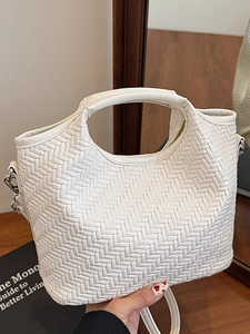 Niche Woven PU Leather Handbag For Women 2025 Summer Fashion Crossbody Shoulder Bag Large Capacity Exquisite Square Tote Bag Elegant Commuter Purse