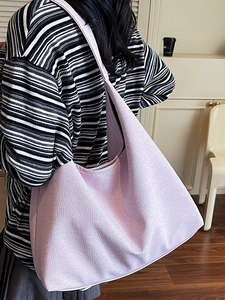 Fashionable light purple hobo shoulder bag with textured finish for women