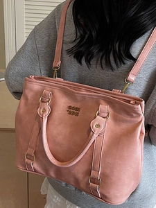 Rosa Tote-Bag aus Kunstleder mit Tragegriffen und verstellbarem Schultergurt Damen
