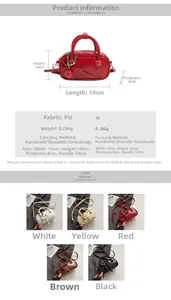 Detailed view of mini PU leather Boston bag dimensions and five available color options