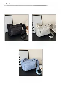 Detailed comparison of waterproof nylon crossbody bags in black, light grey and blue colors