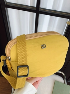Nylon Shoulder Bag Women Casual Multi-Layer Zipper Crossbody Bag With Adjustable Wide Strap Square Mobile Phone Purse