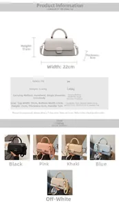 Detailed view of PU leather bag sizes and multi-color options in five elegant shades