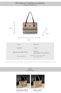Infographie montrant les dimensions et le poids du sac fourre-tout de plage tissé