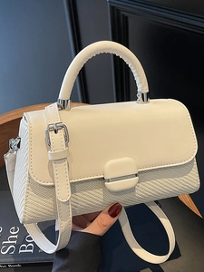 Women Fashion PU Patchwork Shoulder Bag Minimalist Solid Color Square Crossbody Bag Small Handbag Casual Daily Messenger Purse