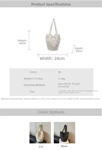 Size chart showing 30x28cm dimensions for the floral canvas bucket bag with strap details