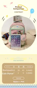 Size guide for large capacity ita backpack showing dimensions and comparison with a tablet