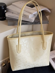 Grand Sac Cabas Femme en Cuir PU Minimaliste Urbain Sac à Épaule avec Gaufrage de Chiffres Sac à Main pour Trajet Quotidien